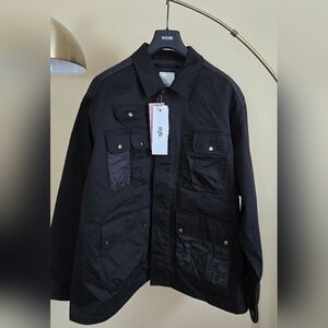 NWT ALPHA INDUSTRIES Black Quilted Mixed Jacket with Multiple Pockets Size: 3XL